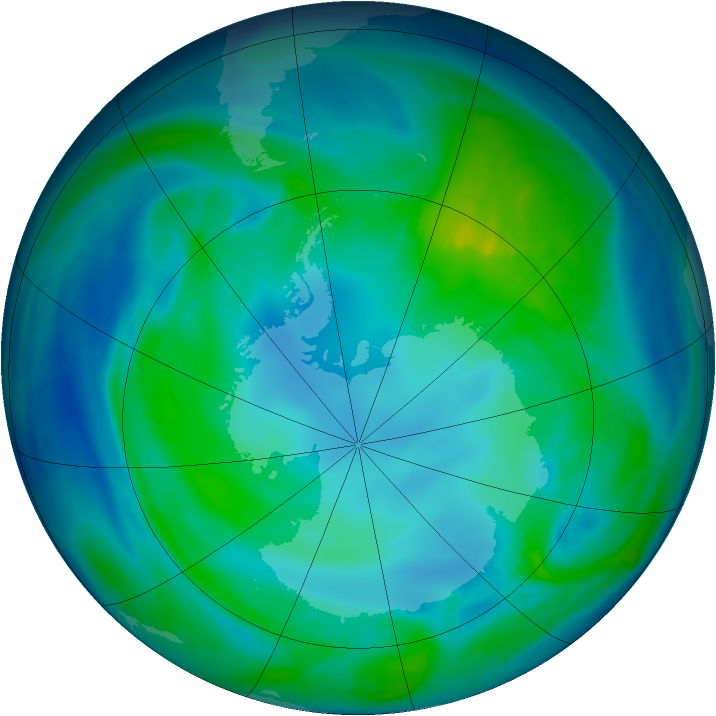 Antarctic ozone map for 03 May 2008